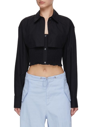 Main View - Click To Enlarge - T BY ALEXANDER WANG - Smocked Cami Overshirt Twinset