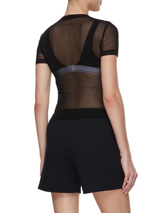 Back View - Click To Enlarge - T BY ALEXANDER WANG - Rhinestone Logo Mesh T-Shirt