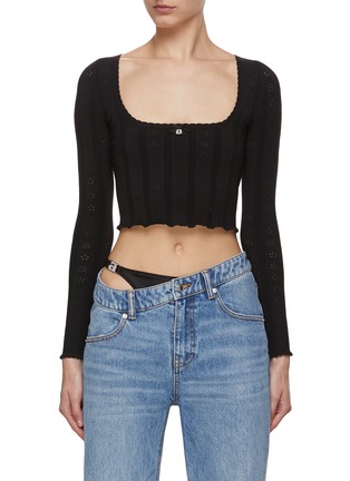 Main View - Click To Enlarge - T BY ALEXANDER WANG - Rhinestone Embellished Logo Charm Top