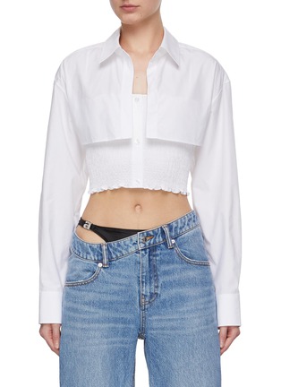 Main View - Click To Enlarge - T BY ALEXANDER WANG - Smocked Cami Overshirt Twinset