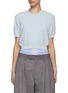 Main View - Click To Enlarge - ALEXANDERWANG - Embossed Logo Cropped Ribbed T-Shirt