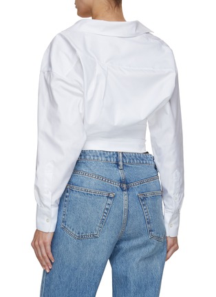 Back View - Click To Enlarge - ALEXANDER WANG - Cropped Wrapped Front Shirt