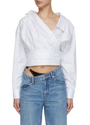 Main View - Click To Enlarge - ALEXANDER WANG - Cropped Wrapped Front Shirt