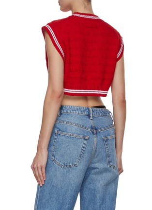 Back View - Click To Enlarge - ALEXANDER WANG - Logo Stripe Cropped V-Neck Vest