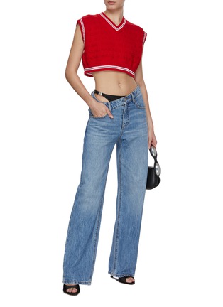 Figure View - Click To Enlarge - ALEXANDERWANG - Logo Stripe Cropped V-Neck Vest