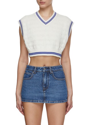 Main View - Click To Enlarge - ALEXANDERWANG - Logo Stripe Cropped V-Neck Vest