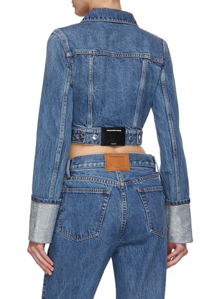 Back View - Click To Enlarge - ALEXANDERWANG - Rhinestone Embellished Shrunken Denim Trunker Jacket