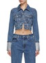Main View - Click To Enlarge - ALEXANDERWANG - Rhinestone Embellished Shrunken Denim Trunker Jacket
