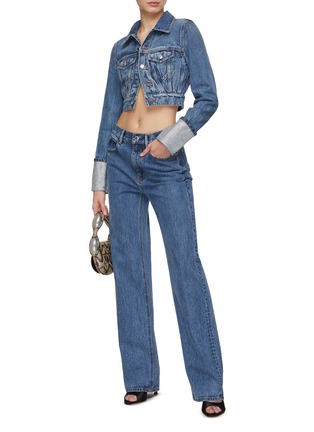 Figure View - Click To Enlarge - ALEXANDERWANG - Rhinestone Embellished Shrunken Denim Trunker Jacket