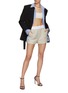 Figure View - Click To Enlarge - ALEXANDER WANG - Logo Elasticated Waist Pleated Shorts