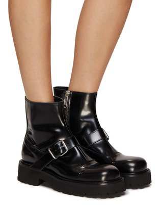 Figure View - Click To Enlarge - MM6 MAISON MARGIELA - Buckled Leather Ankle Boots