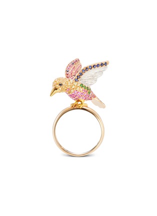 MIO HARUTAKA | Bird 18k Rose White Yellow Gold Diamond Gemstone Ring — US 6.25