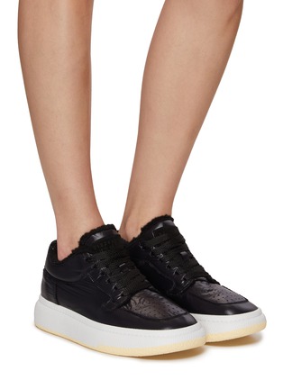 Figure View - Click To Enlarge - MM6 MAISON MARGIELA - Shearling Lined Low Top Sneakers
