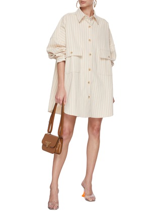 Figure View - Click To Enlarge - THE FRANKIE SHOP - Dallas Striped Denim Overshirt