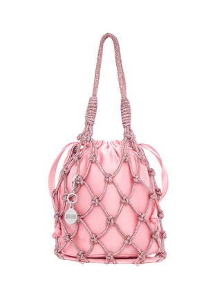 Main View - Click To Enlarge - JUDITH LEIBER - Crystal Embellished Net Satin Bucket Bag