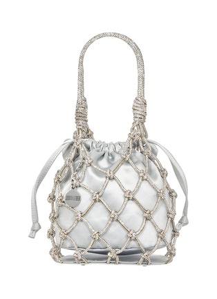 Detail View - Click To Enlarge - JUDITH LEIBER - Crystal Embellished Net Satin Bucket Bag