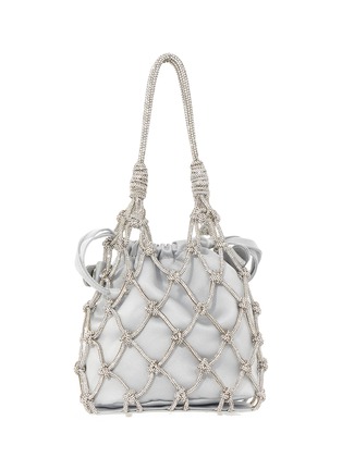 Main View - Click To Enlarge - JUDITH LEIBER - Crystal Embellished Net Satin Bucket Bag