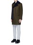 Front View - Click To Enlarge - SACAI - Shearling underlay wool military coat