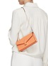 Front View - Click To Enlarge - VALEXTRA - Iside Leather Clutch With Chain