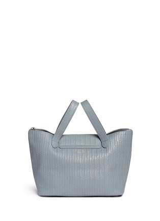 Back View - Click To Enlarge - 71172 - 'Thela' medium woven effect leather trapeze tote