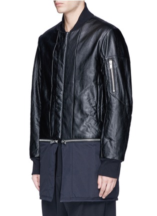 Front View - Click To Enlarge - SIKI IM / DEN IM - Detachable hem reversible nylon leather jacket
