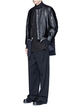 Figure View - Click To Enlarge - SIKI IM / DEN IM - Detachable hem reversible nylon leather jacket