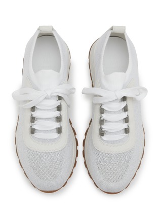 Detail View - Click To Enlarge - BRUNELLO CUCINELLI - Monili Side Tab Low Top Leather Sneakers