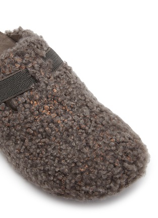 Detail View - Click To Enlarge - BRUNELLO CUCINELLI - Monili Shearling Closed Toe Sandals