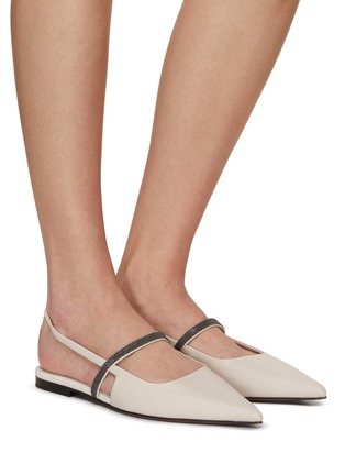 Figure View - Click To Enlarge - BRUNELLO CUCINELLI - Monili Leather Slingback Flats