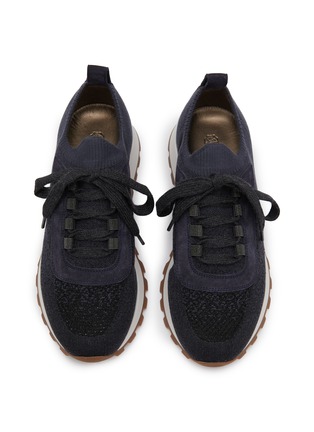 Detail View - Click To Enlarge - BRUNELLO CUCINELLI - Monili Knit Low Top Lace Up Sneakers