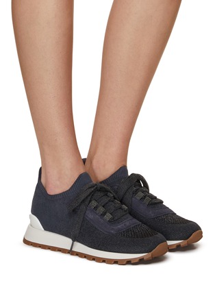 Figure View - Click To Enlarge - BRUNELLO CUCINELLI - Monili Knit Low Top Lace Up Sneakers