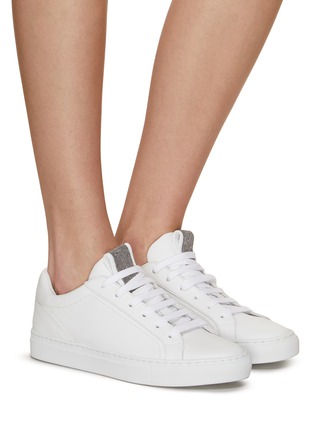 Figure View - Click To Enlarge - BRUNELLO CUCINELLI - Monili Tab Low Top Lace Up Sneakers