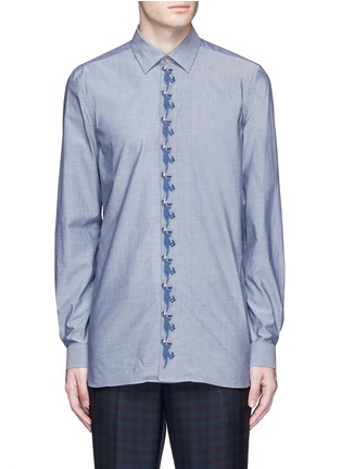 Main View - Click To Enlarge - PAUL SMITH - Dinosaur embroidered cotton chambray shirt