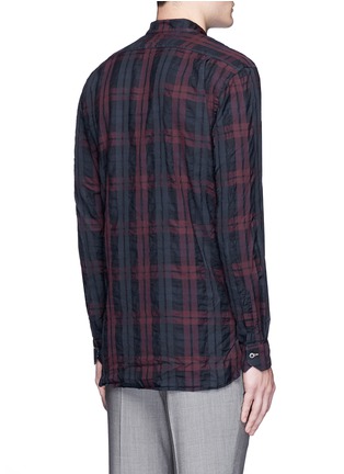 Back View - Click To Enlarge - PAUL SMITH - Check plaid crinkled cotton shirt
