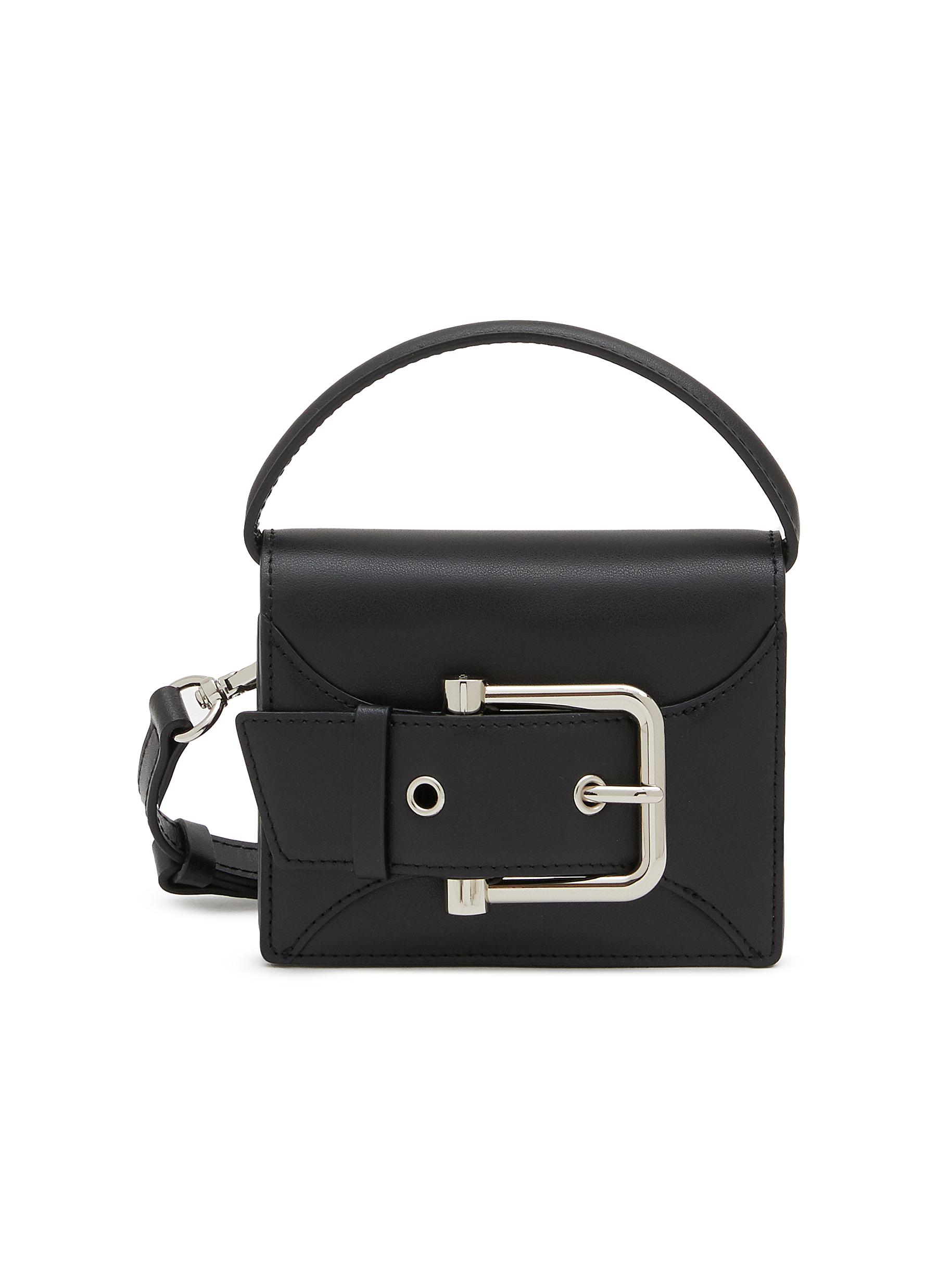 OSOI, Micro Belted Brocle Leather Shoulder Bag, BLACK