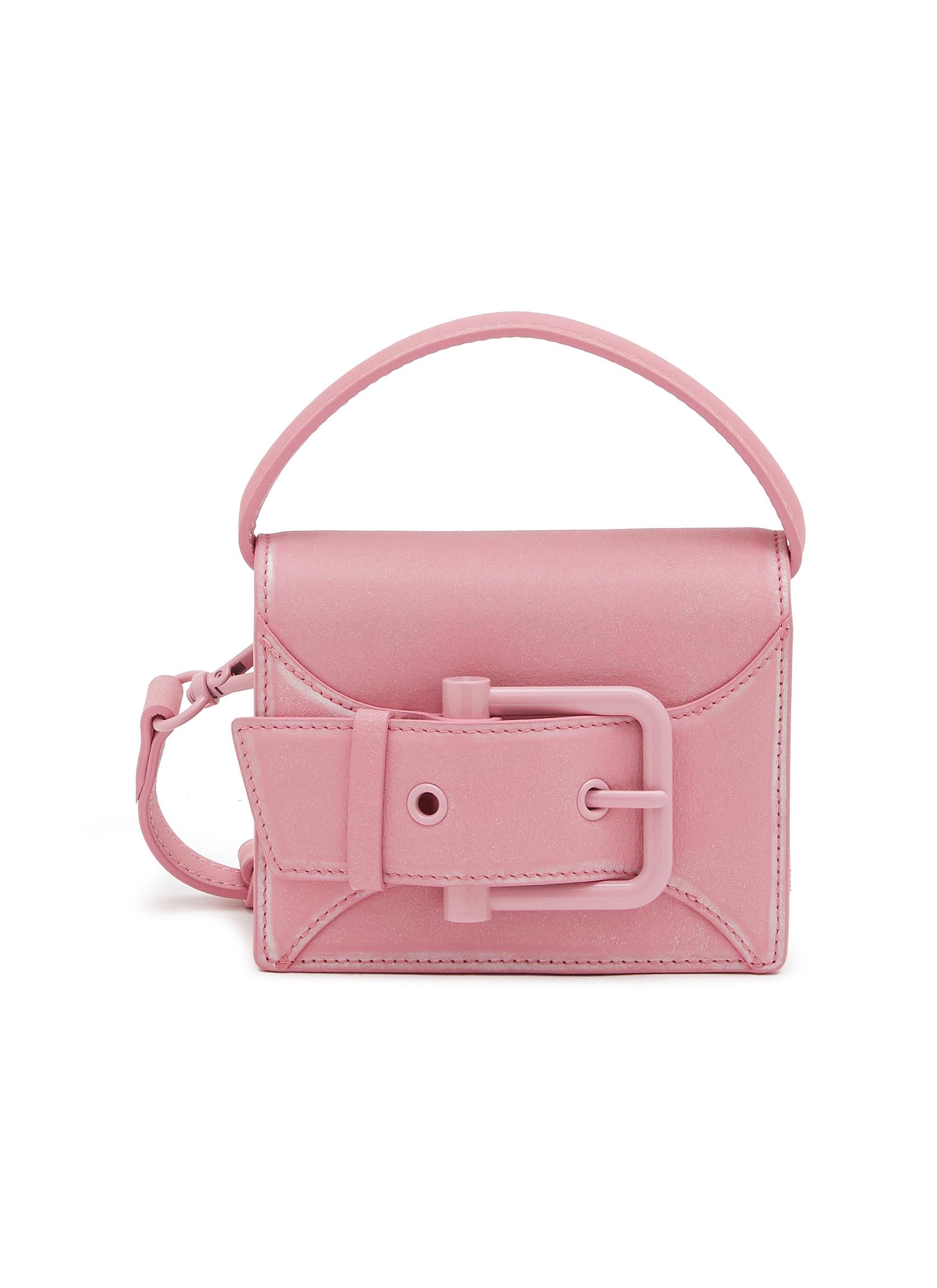 OSOI, Micro Belted Brocle Leather Shoulder Bag, PINK, Women