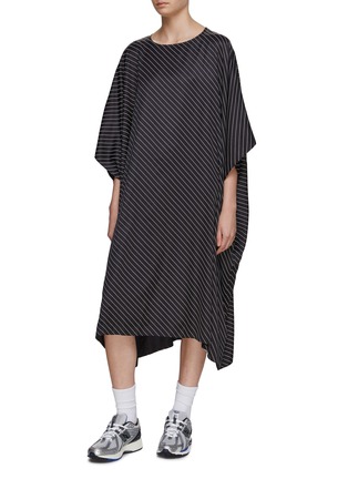 Detail View - Click To Enlarge - MM6 MAISON MARGIELA - Belted Diagonal Stripe Dress