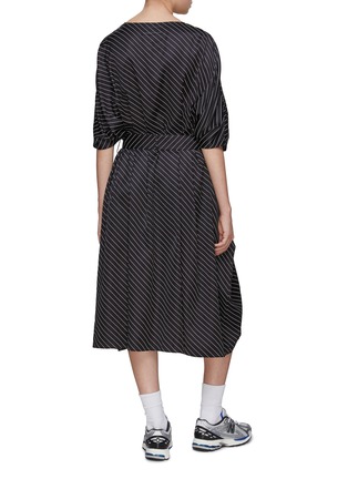 Back View - Click To Enlarge - MM6 MAISON MARGIELA - Belted Diagonal Stripe Dress