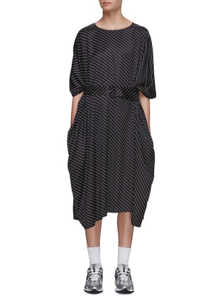 Main View - Click To Enlarge - MM6 MAISON MARGIELA - Belted Diagonal Stripe Dress