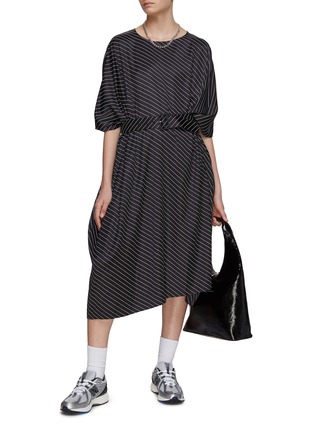 Figure View - Click To Enlarge - MM6 MAISON MARGIELA - Belted Diagonal Stripe Dress