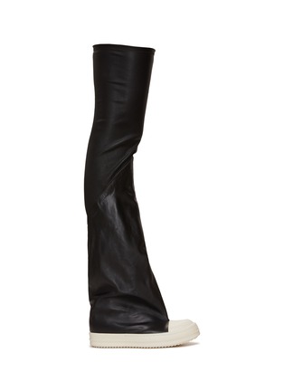 Main View - Click To Enlarge - RICK OWENS  - Leather Knee-High Stocking Sneakers