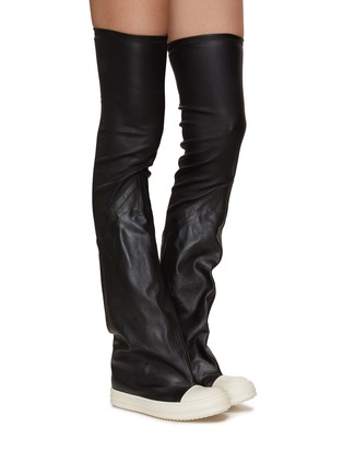 Figure View - Click To Enlarge - RICK OWENS  - Leather Knee-High Stocking Sneakers