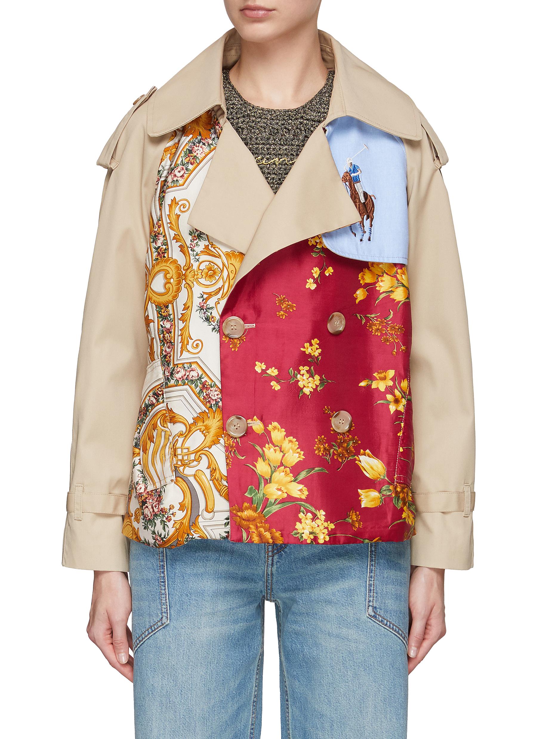Scarf Print Trench Jacket