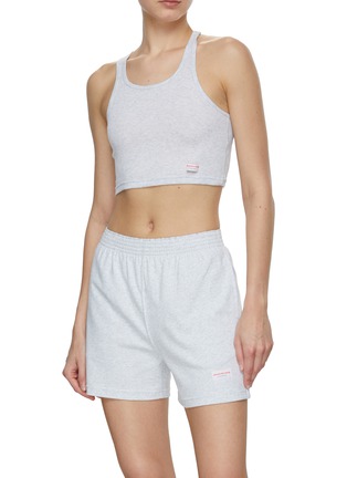 Figure View - Click To Enlarge - ALEXANDER WANG - Cropped Ribbed Cotton Racerback Tank