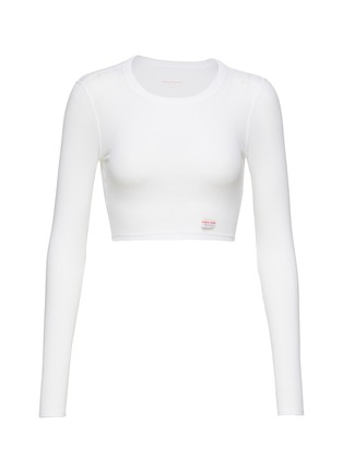 Main View - Click To Enlarge - ALEXANDER WANG - Cropped Long Sleeve Ribbed Cotton T-Shirt