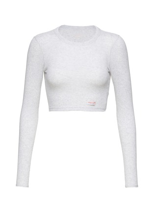 Main View - Click To Enlarge - ALEXANDER WANG - Cropped Long Sleeve Ribbed Cotton T-Shirt
