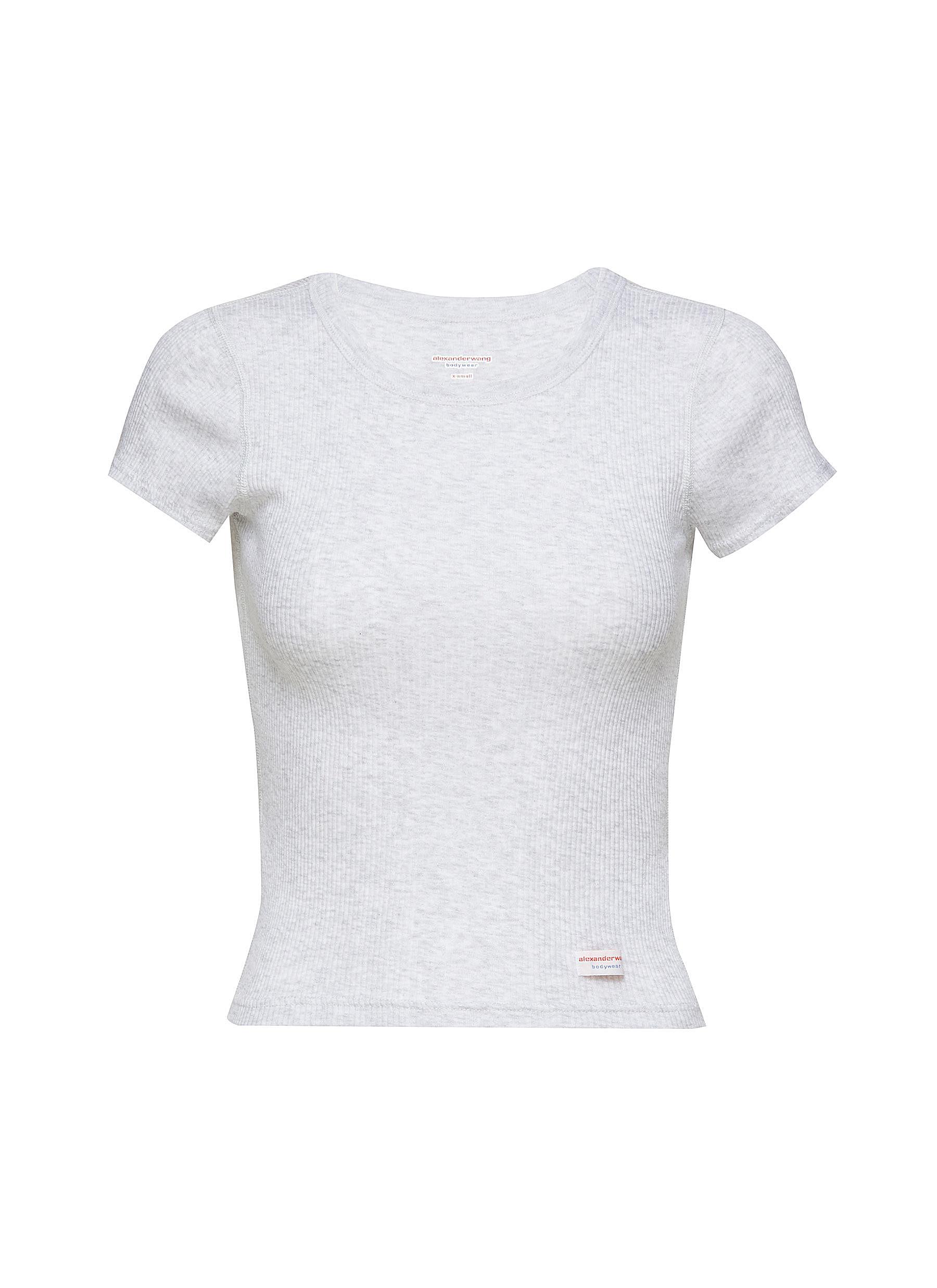 Short Sleeve Ribbed Cotton T-Shirt