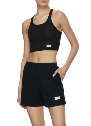 Figure View - Click To Enlarge - ALEXANDER WANG - Cropped Ribbed Cotton Racerback Tank