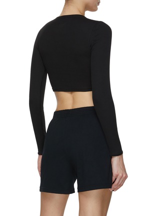 Back View - Click To Enlarge - ALEXANDER WANG - Cropped Long Sleeve Ribbed Cotton T-Shirt