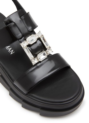 Detail View - Click To Enlarge - STUART WEITZMAN - Saint Tropez Noho Crystal Buckle Patent Leather Sandals